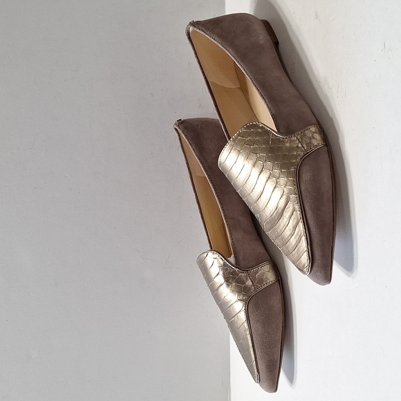 Dkny NEW Dara Quiet Luxury Business Casual Platinum Metallic Strap Flats Size 7 - Picture 3 of 12